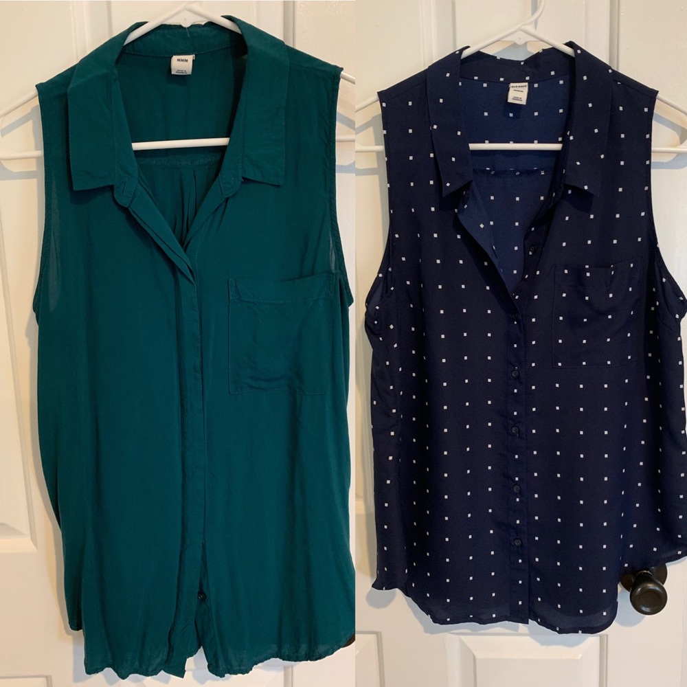 Sleeveless button down tops